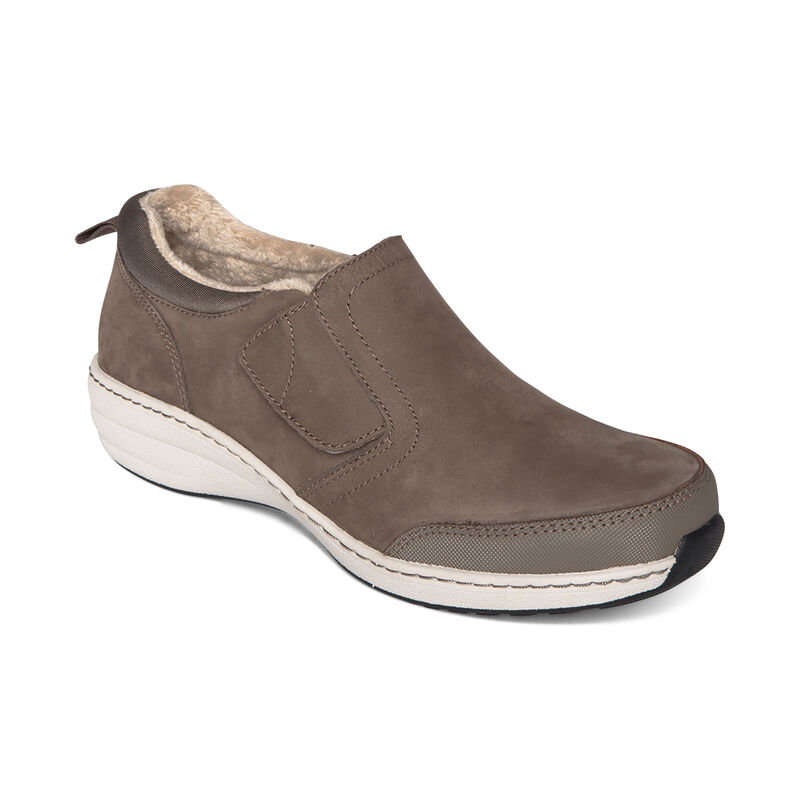 Aetrex Womens Tyra Slip-Ons Flats Warm Grey - 0LYmEQroc